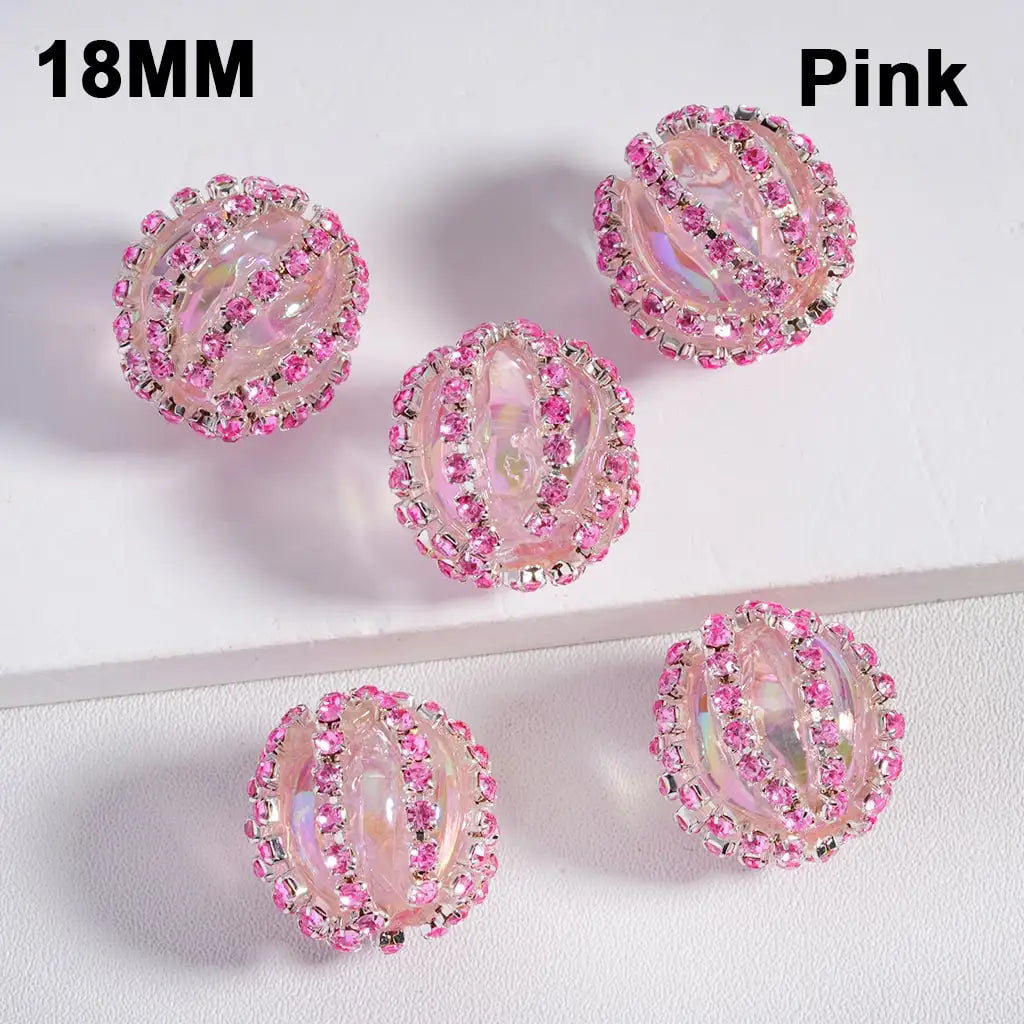 Multi-Color Translucent Acrylic Beads with UV Coating and Shiny Rhinestone Chains 18MM