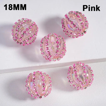 Multi-Color Translucent Acrylic Beads with UV Coating and Shiny Rhinestone Chains 18MM