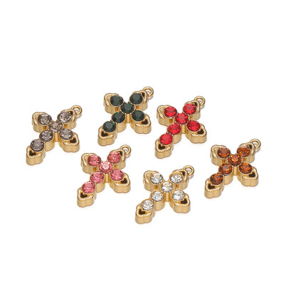 Minimalist 18k Gold Plated Stainless Steel Hollow Zircon Cross Charm Pendant for DIY Christian Religion Necklace Jewelry Making