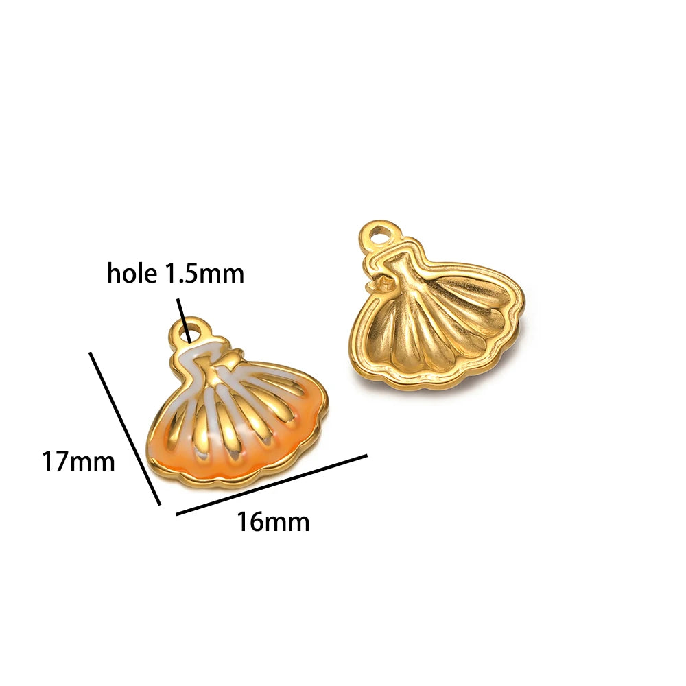 Hot Selling 18k Gold Plated Stainless Steel Enamel Butterfly Heart Shell Starfish Charm Pendant for DIY Necklace Jewelry Making