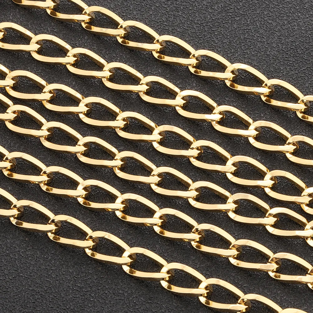 D142 Fashion Stainless Steel Chain Bulk Link Necklace Bracelet Making with 18k Gold Plated Jewelry Findings