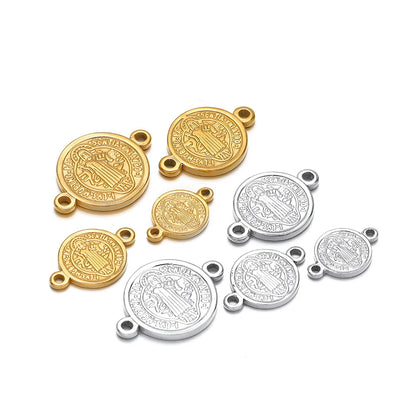 Unisex Religious Ornament Stainless Steel Gold Plated Double Hole Jesus Charm Pendant for Jewelry Making Wholesale