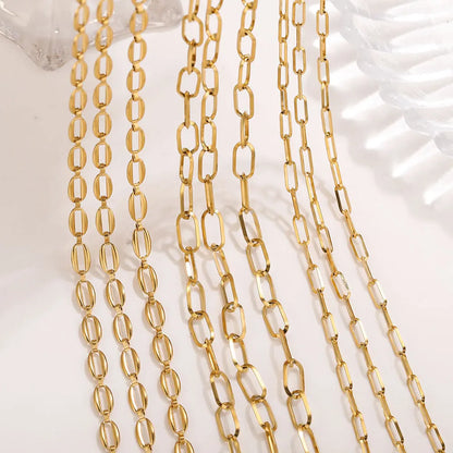 D390 Ins Permanent Jewelry Chain Paper Clip Bulk Stainless Steel Chains Cross PVD Gold Silver Chains for Luxury Making
