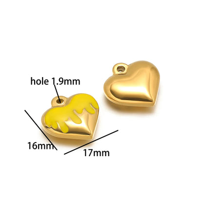 Fashion Heart Charms Stainless Steel18k Gold Plated Enamel Heart Charms Pendant for DIY Jewelry Necklace Making
