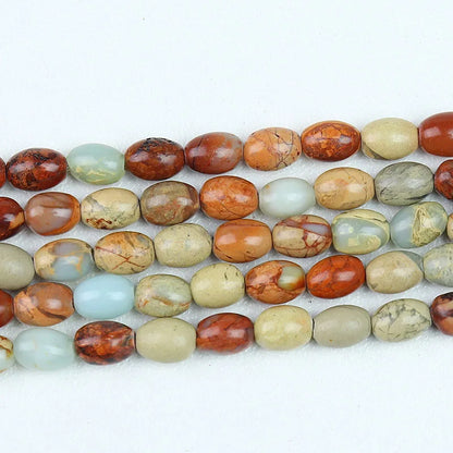 Natural 4x6mm Rice Shaped Gemstone Loose Bead, Aqua Terra Picasso Jasper Opal Jade Rice Stone Beads for DIY Jewelry Making, 38CM