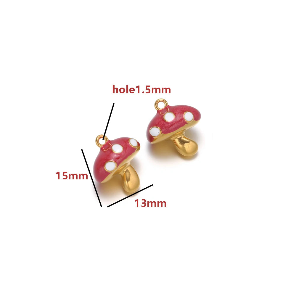 Gold Plated Mushroom Charm with Light Blue Enamel for DIY Jewelry Making, Cute Mushroom Pendant for Necklace Bracelet