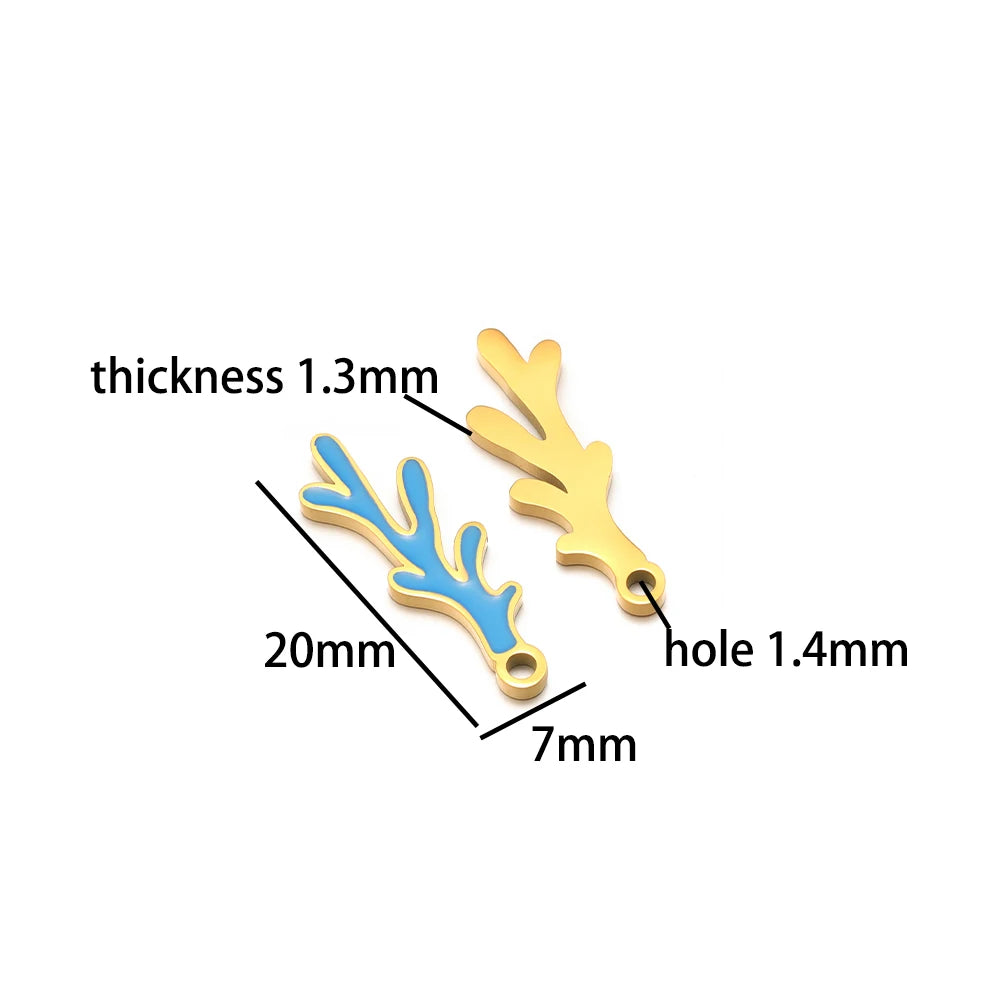TIK TOK Hotsale 18k Gold Plated Stainless Steel Enamel Flower Fish Bowknot Heart Dragonfly Charm Pendant for DIY Jewelry Making