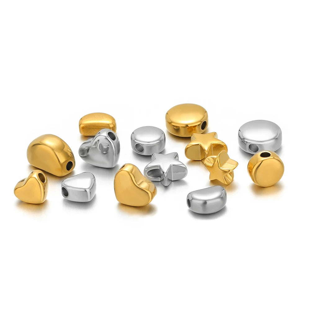 Diy Love Heart Charms Stainless Steel18k Gold Plated Moon Star Through Hole Charms Pendant for DIY Jewelry Necklace Making