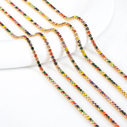A2443 Fashion Stainless Steel Bulk Chain Roll Crystal Colorful rainbow Necklace Bracelet Making Chain for Diy