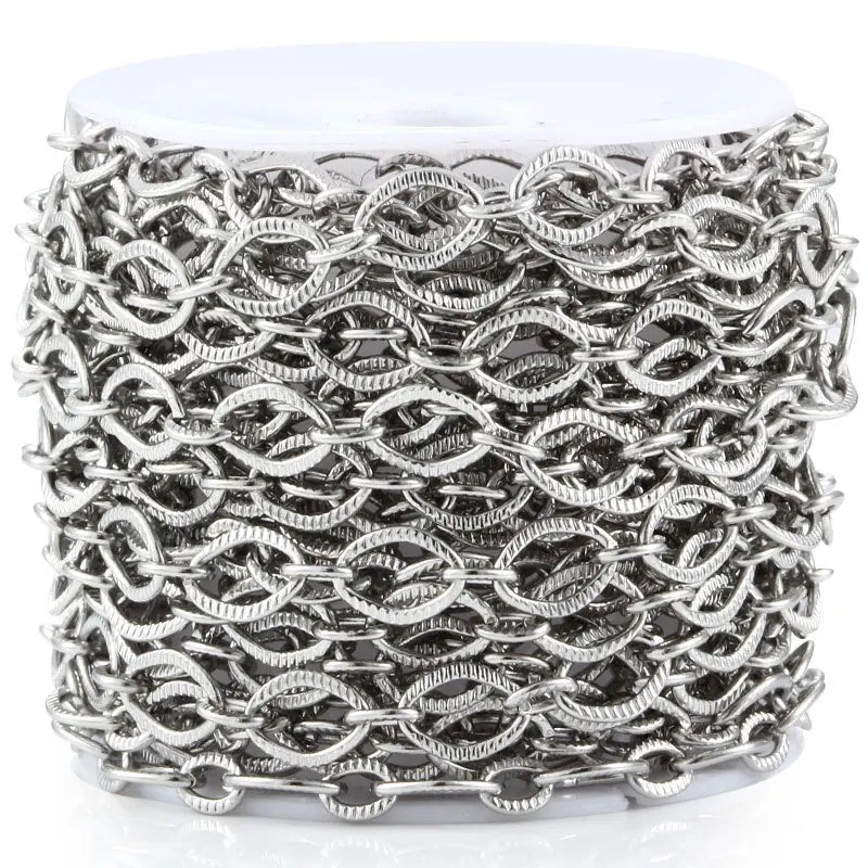 B2112 Embossing Circle Chain Ins Silver Plating Chain High Quality Stainless Steel Jewelry