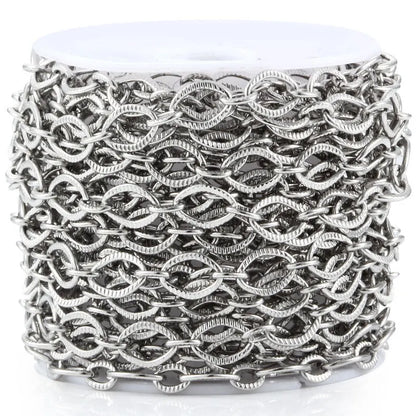 B2112 Embossing Circle Chain Ins Silver Plating Chain High Quality Stainless Steel Jewelry