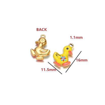 Jinrou Enamel Flower Charms 18k Gold Plated Stainless Steel Double Hole Pearl Charm Pendant DIY Jewelry Making Accessories Model