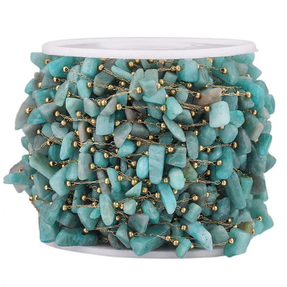 A2761 Fashion Natural Stone Beads Beaded Chain Rosary Amethyst Turquoise Beads Chain Stainless Steel for Jewelry Making