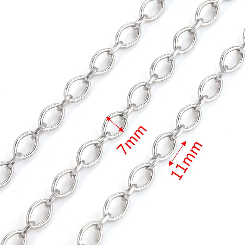 A1517 High Quality Multi Stainless Steel Chain Oval Necklace Bracelet Bulk Chain for Jewelry Making Diy