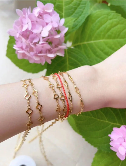 B1681 Fashion 14k Gold Flower Heart Chain Necklace Bracelet Jewelry Bulk Chain