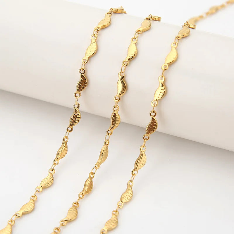 A1550 Non Tarnish 3.5*11mm 18k Gold Plated Chain Necklace Bracelet Diy Jewelry Making Bulk Chain Wholesale