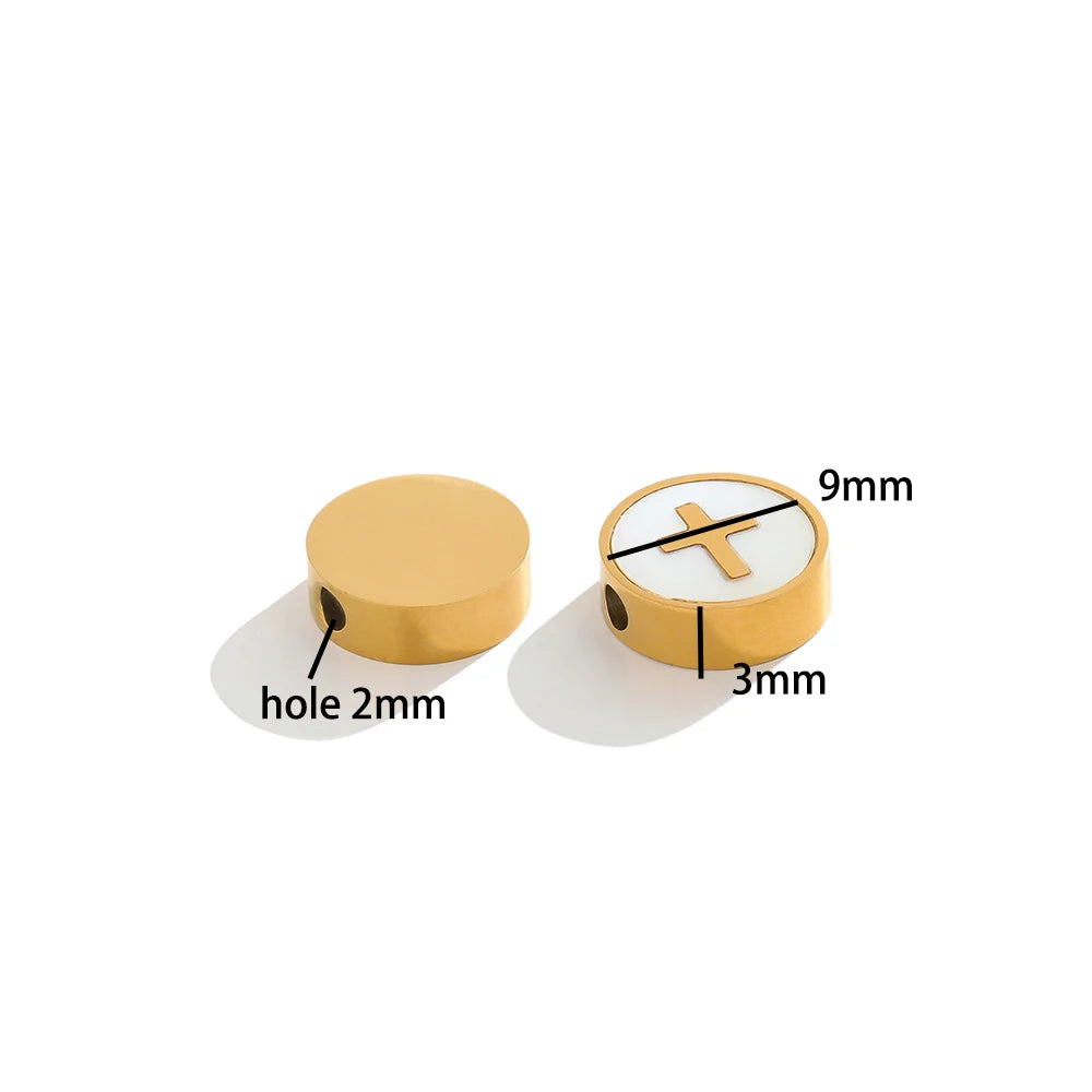 High Quality 18k Gold Plated Stainless Steel 9mm Round Enamel Bead Charms Pendant for Women Jewelry Necklace Earrings Making