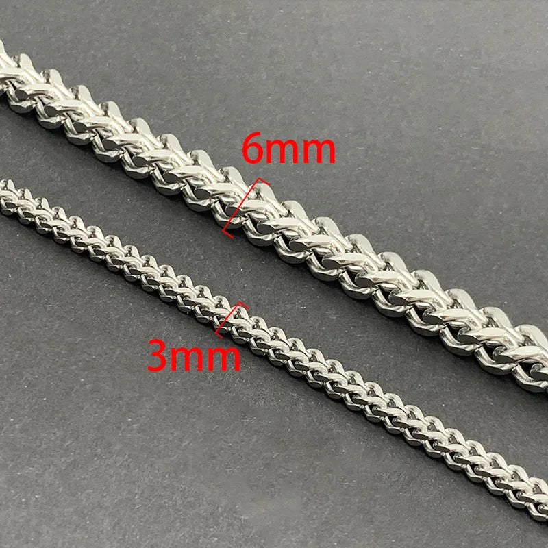 B2114 Multi Size Cuban Chain Silver Plating Chain 2.5mm 3mm 6mm Stainless Steel Jewelry Chain