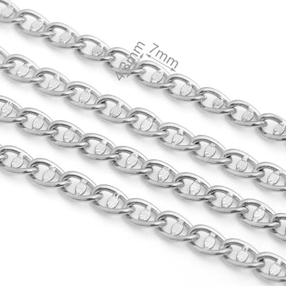 D821 Stainless Steel Embossed Coffee Bean Pig Nose Chain Handmade Chain Necklace Bracelet Jewelry Making Accessories 4.3mm
