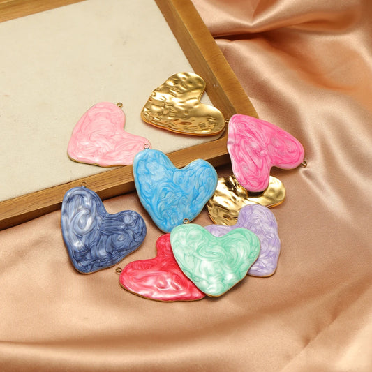 Exaggerated Large Size DIY  Charm 18k Gold Plated Stainless Steel Heart Shape Pendant for Necklace Jewelry Making Accessories