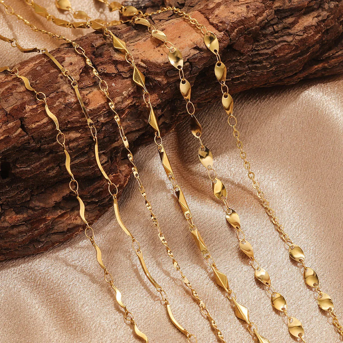 A2913 Fashion 18k Gold Plated Stainless Steel Chain Silver Necklace Bracelet Bulk Chain for Jewelry Diy Making