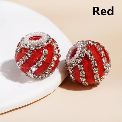 Fluorescent Spiral Rectangular Beads Inlaid Rhinestone and Pearl Chains Loose Craft Beads Wholesale