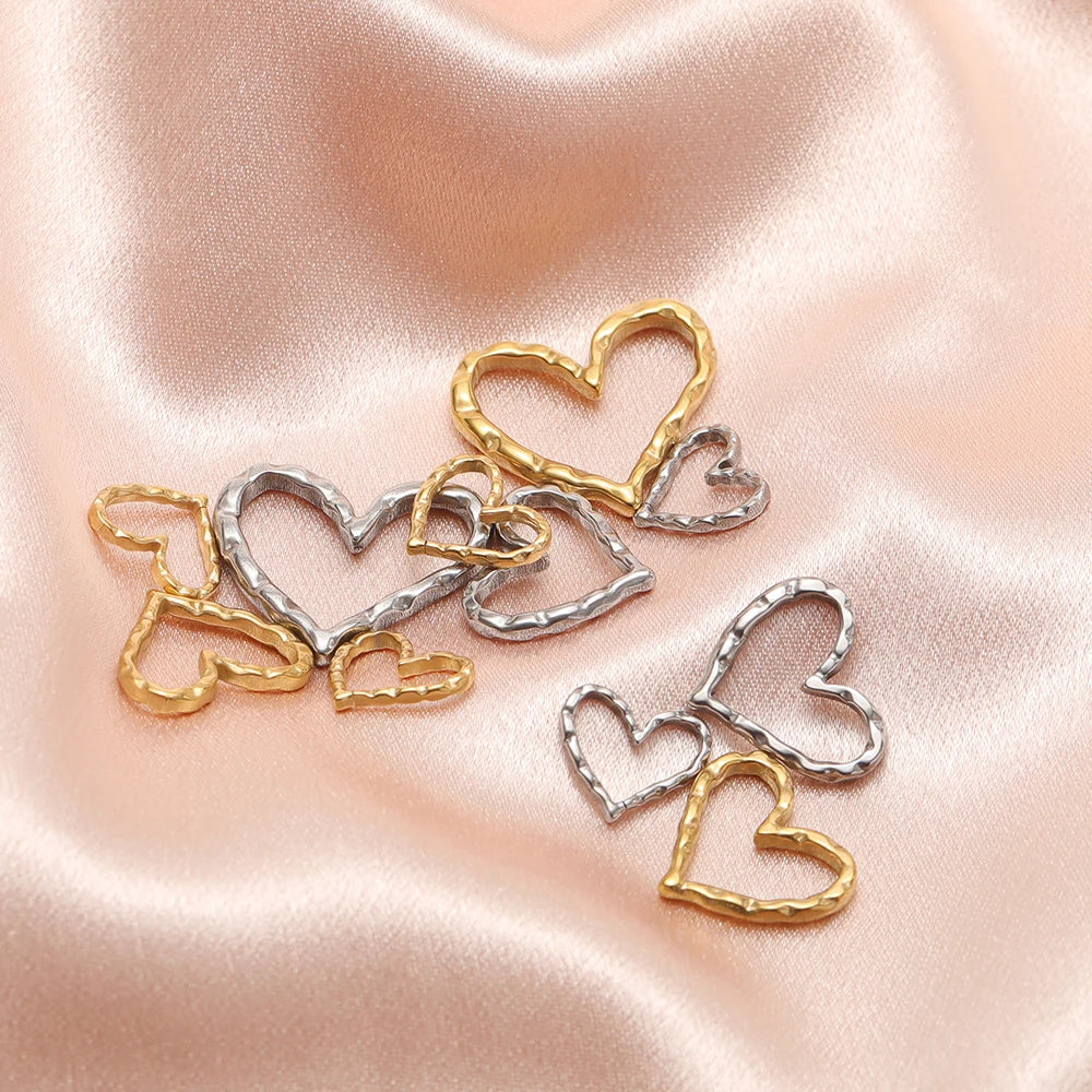 Stainless Steel  Wide Square Frame Charms Hollow Love Outline Connectors 18K Gold Plated mm DIY Jewelry Making Findings Necklace