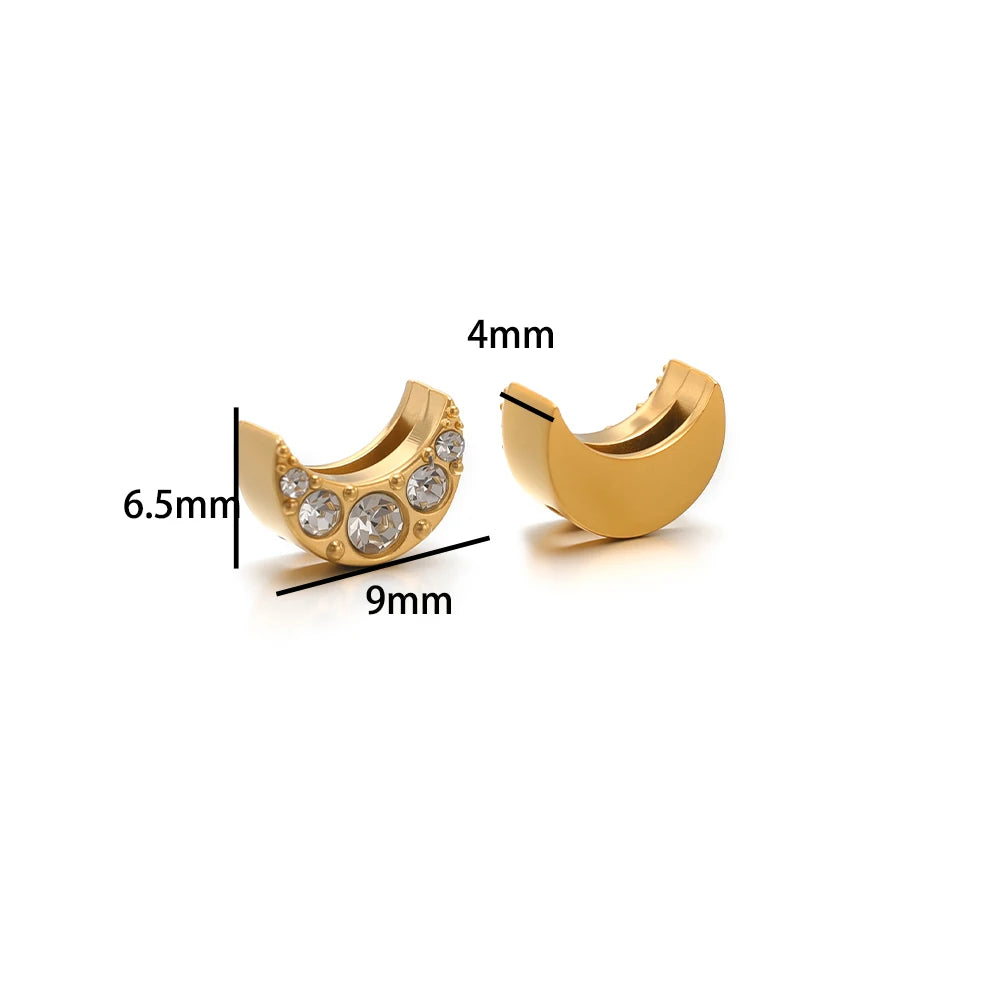 Non Tarnish Stainless Steel 18k Gold Plated Moon Star Cross Zircon Charm Pendant for Jewelry Necklace Making Accessories