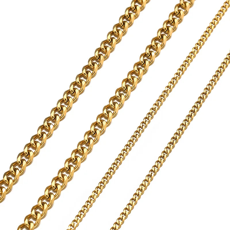 A1551 Fashion New 3mm 6mm Faceted Chain 18k Gold Stainless Steel Chain Bulk Jewelry Bracelet Necklace Making