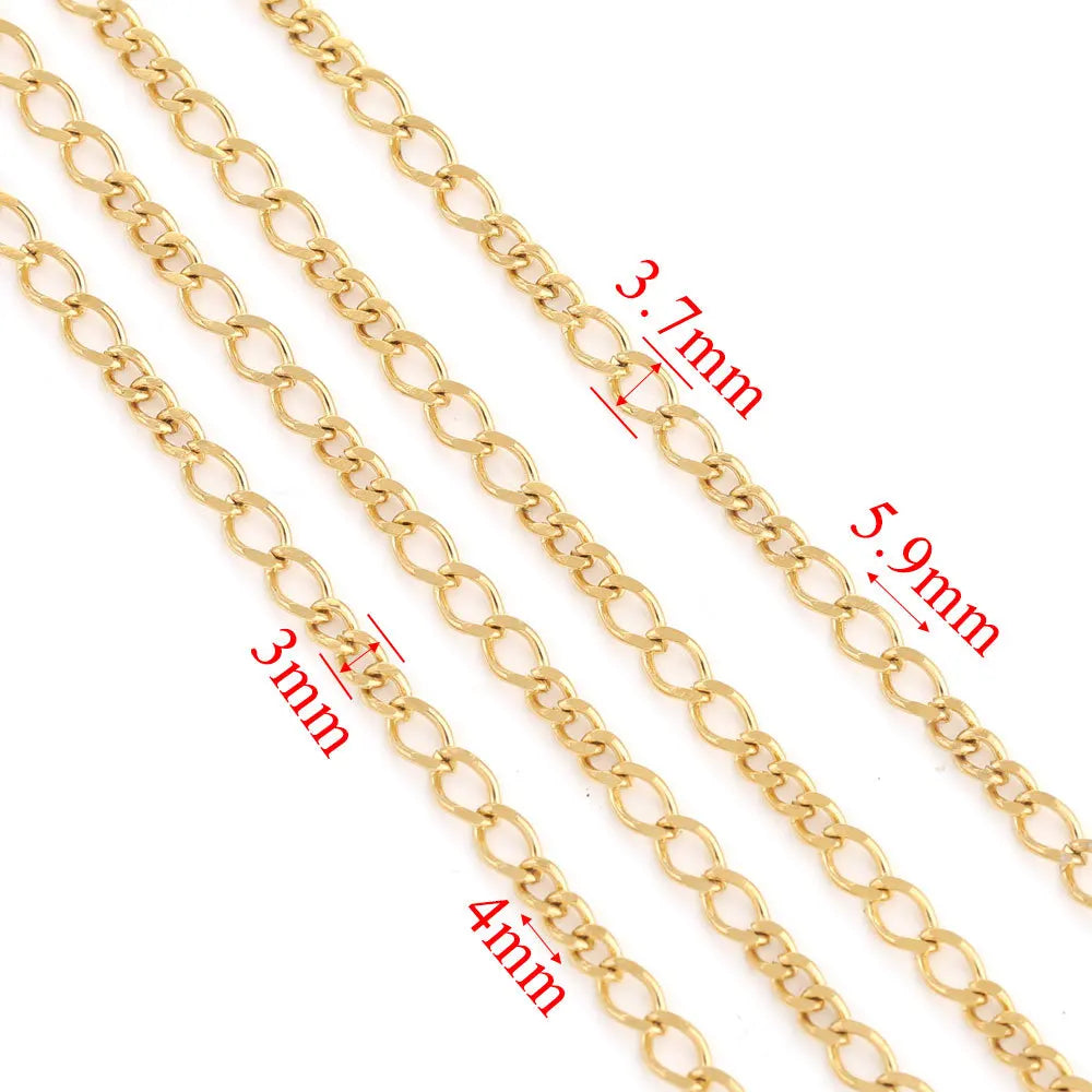A2991 High Quality 18k Gold Plated Stainless Steel Chain O Shape Link Bulk Necklace Bracelet Chain Extension Findings