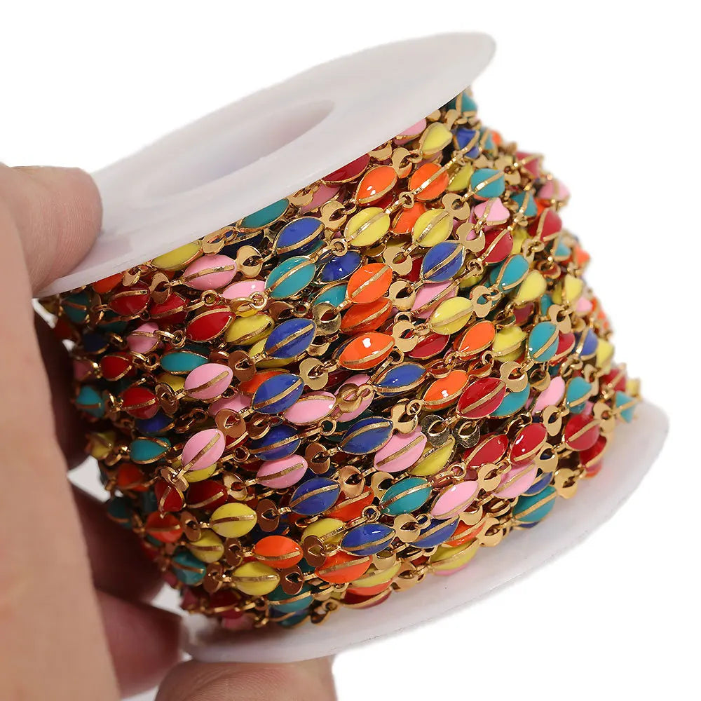 B1721 Rainbow Color Enamel Chain Gold Link Chain Fashion Chain Jewelry Making