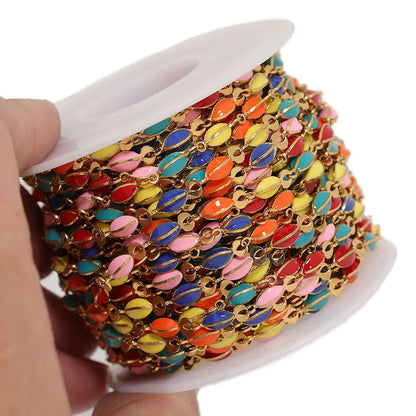 B1721 Rainbow Color Enamel Chain Gold Link Chain Fashion Chain Jewelry Making