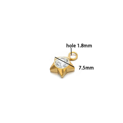 Waterproof 1 18k Gold Plated Stainless Steel Star Heart Zircon Charm Pendant for DIY Necklace Jewelry Making Accessories