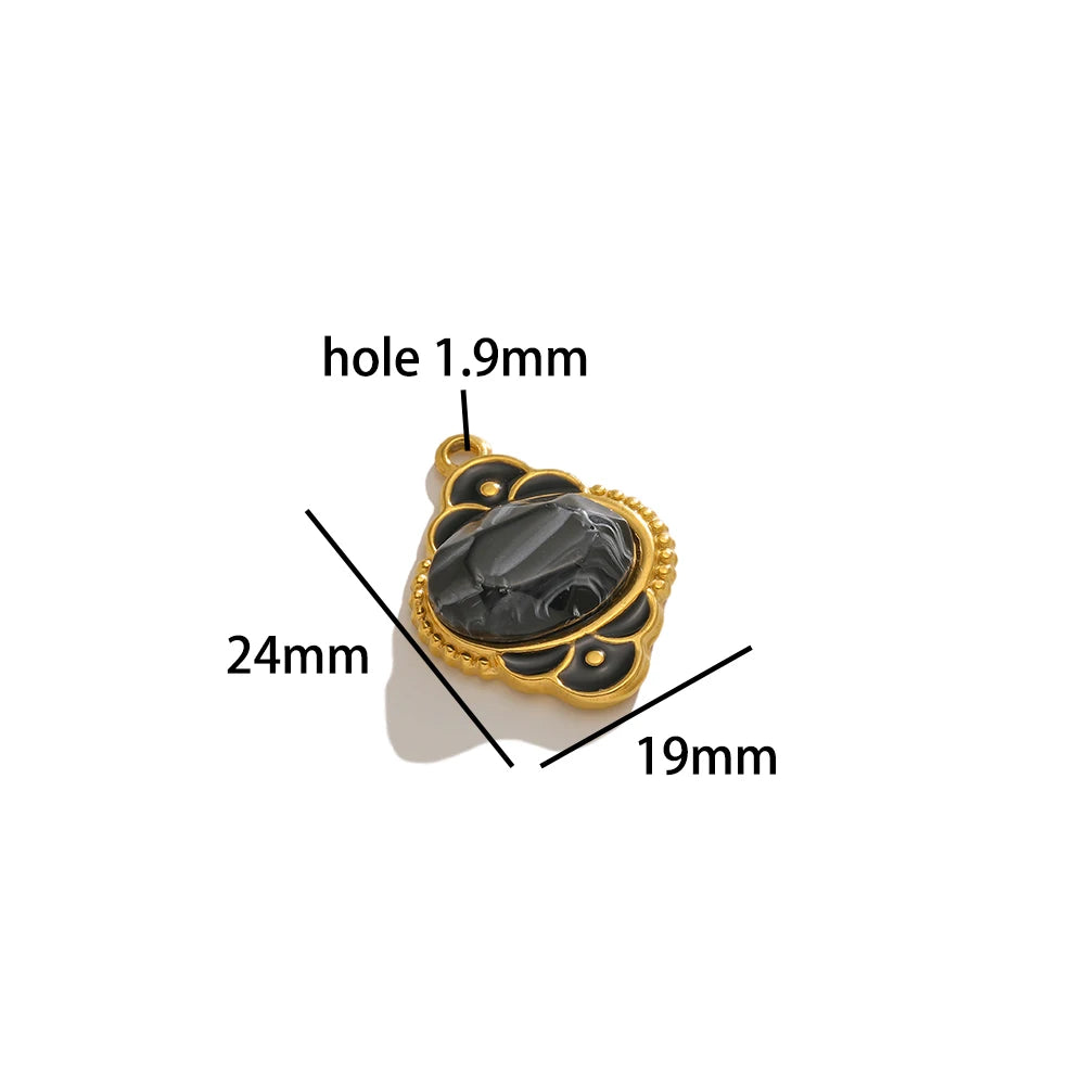 Fashion Stainless Steel 18k Gold Plated Enamel Lantern Charms Pendant for Women Jewelry Necklace Earrings Making