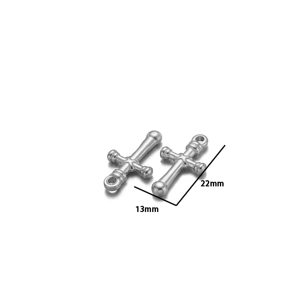 Classic 18k Gold Plated Stainless Steel Cross  Charm Pendant for DIY Necklace Jewelry Making Accessories Wholesale