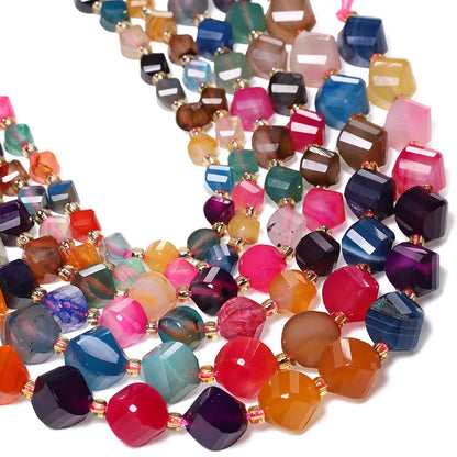 Faceted Helix Twisted 6mm 8mm 10mm Jade Agate Gemstone Beads, Cut Stone Obsidian Rose Quartz Bead for DIY Jewelry Making 18CM