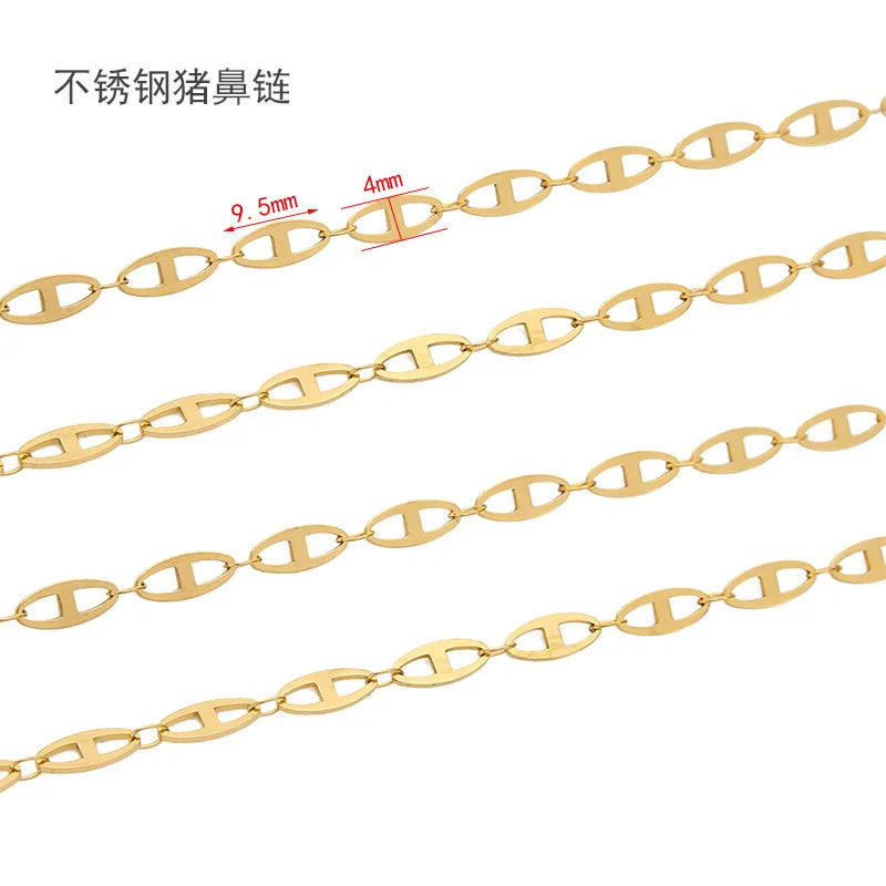 B3271 4mm 18k Gold Filled Chain Stainless Steel Chain Pig Nose Chain for Making