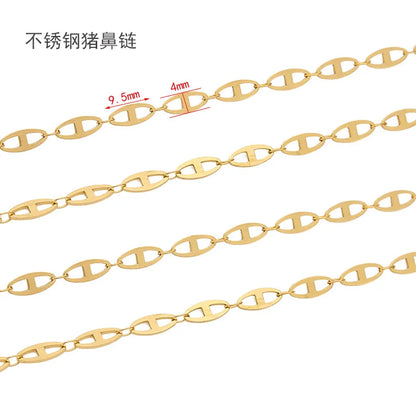 B3271 4mm 18k Gold Filled Chain Stainless Steel Chain Pig Nose Chain for Making