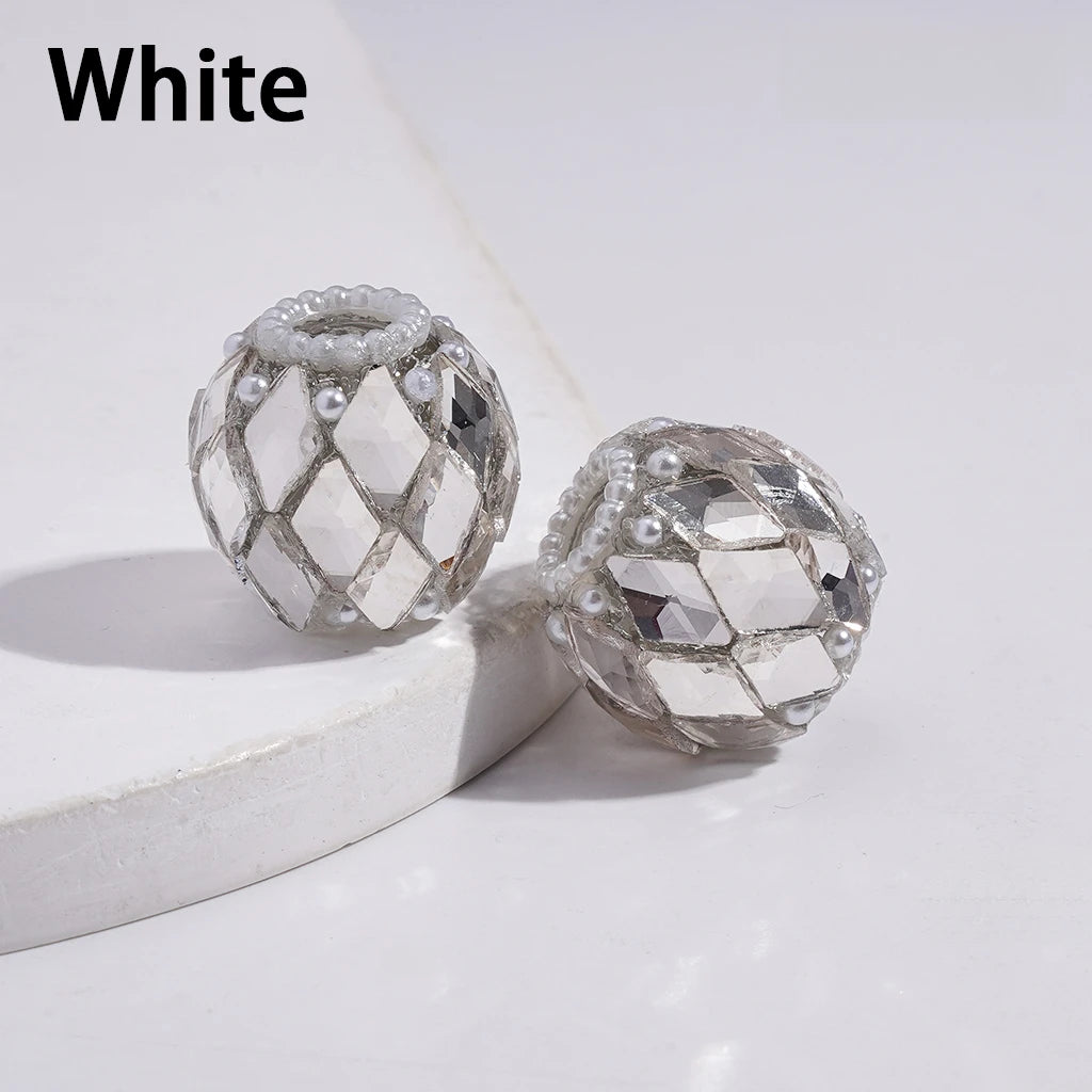 Handmade 18MM Multi-Color Acrylic  Beads with Rhombus Rhinestone White Pearl for DIY Pen Jewelry Making