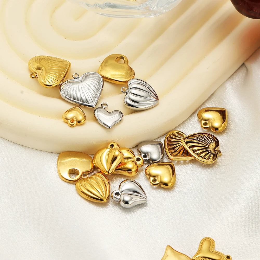 Fashion love Pendant 18k Gold Plated Stainless Steel Heart Shape Charm Pendant for DIY Jewelry Making Accessories