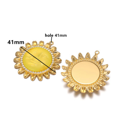 Bohemian Style Stainless Steel18k Gold Plated Sunflower Sun Shape Charms Pendant for DIY Jewelry Necklace Earring Making