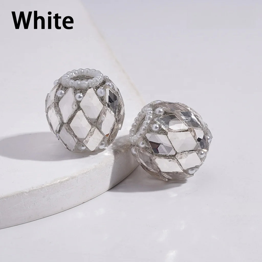 Handmade 18MM Multi-Color Acrylic  Beads with Rhombus Rhinestone White Pearl for DIY Pen Jewelry Making