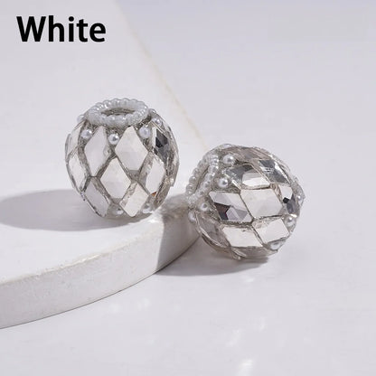 Handmade 18MM Multi-Color Acrylic  Beads with Rhombus Rhinestone White Pearl for DIY Pen Jewelry Making