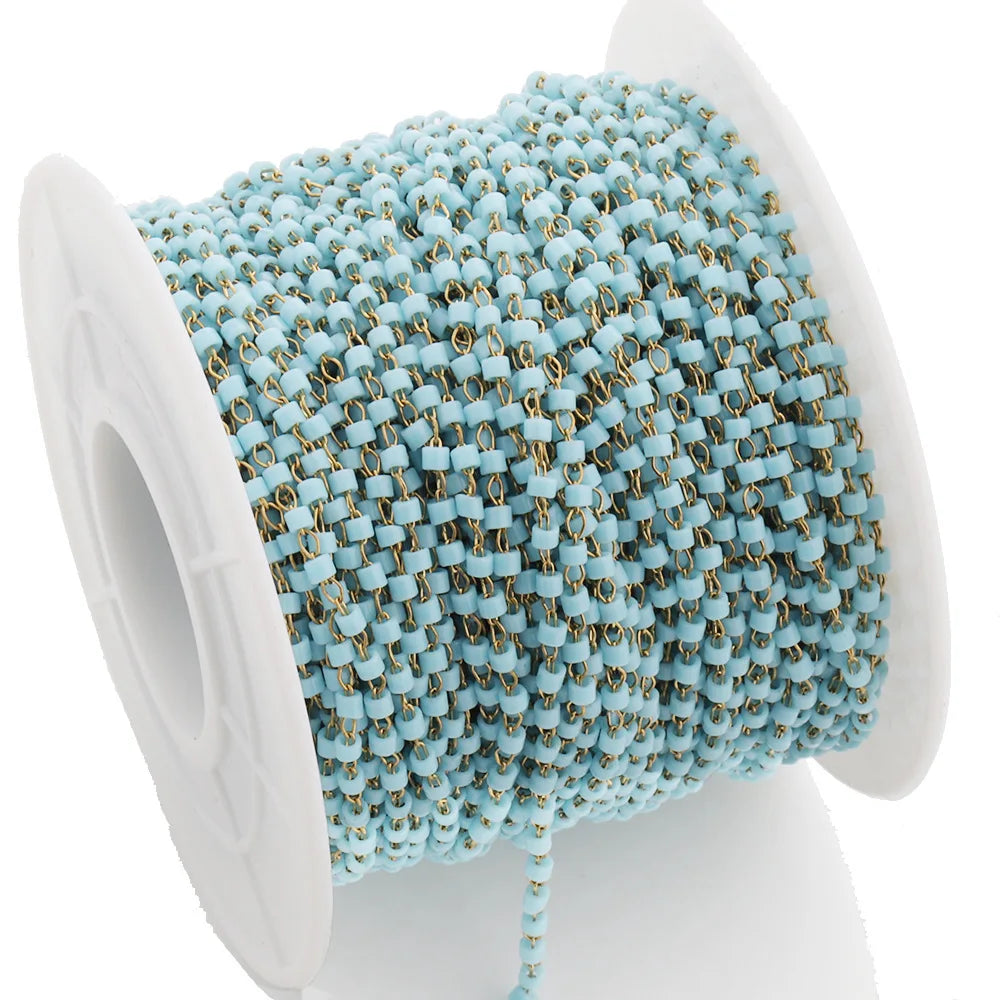 A2591 Hot Selling Miyuki Beads Beaded Necklace Bracelet Chain Stainless Steel Colorful Jewelry Making Chain