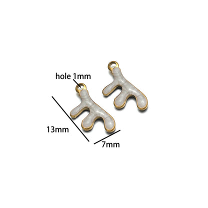 Waterproof 18k Gold Plated Stainless Steel Enamel Coral Charm Pendant for Diy Necklace Jewelry Making Accessories