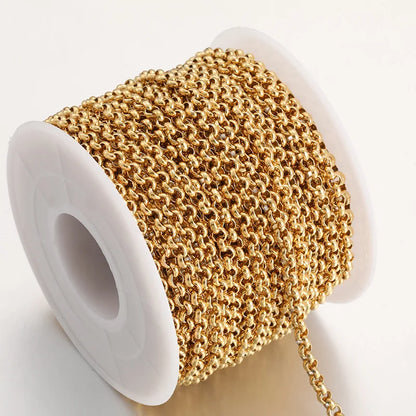 B4242 304L Waterproof Stainless Steel Chain Diy Gold  Plated Roller Chain O Chain for Making