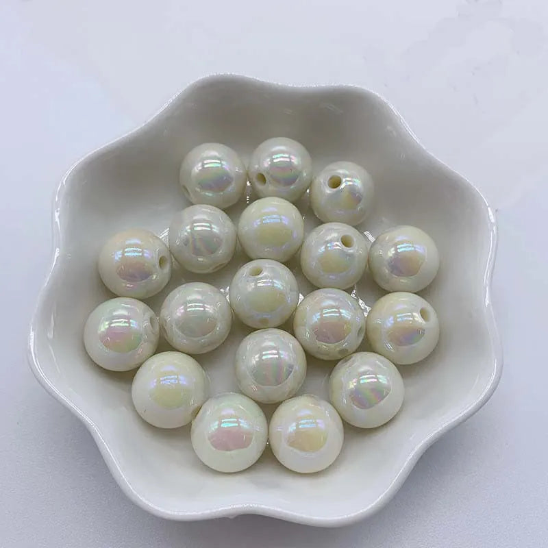 Hot Sale 500G/bag Acrylic Beads AB Plating Plastic Round Loose Beads for Mobile Phone Chain Bracelet Jewelry Making