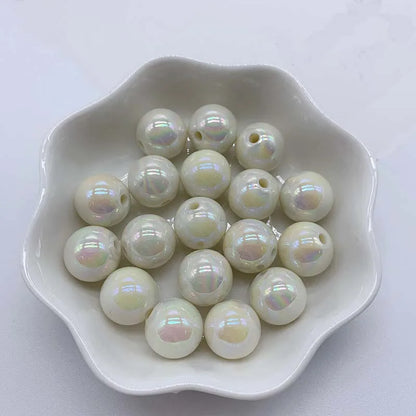 Hot Sale 500G/bag Acrylic Beads AB Plating Plastic Round Loose Beads for Mobile Phone Chain Bracelet Jewelry Making
