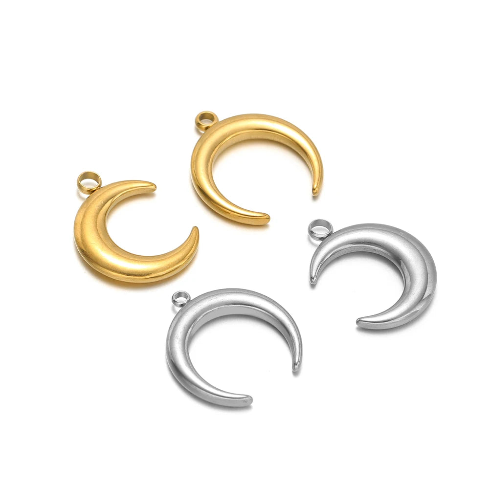 Top Quality Stainless Steel 18k Gold Plated Moon  Light Luxury Niche Design Pendant for Women's Jewelry Necklace