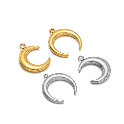 Top Quality Stainless Steel 18k Gold Plated Moon  Light Luxury Niche Design Pendant for Women's Jewelry Necklace